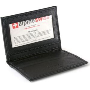 Alpine Swiss Thin Front Pocket Wallet Business Card Case 2 ID Window 6 Card Slot